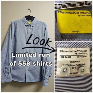 Rare Descendant of Thieves Limited Edition Striped Button Down Shirt Men’s XXL
